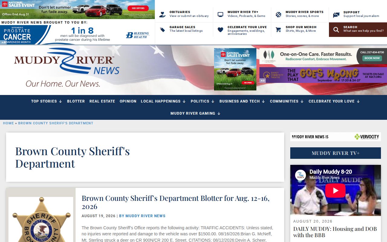 Brown County Sheriff activity coverage in the Muddy River News local news archive