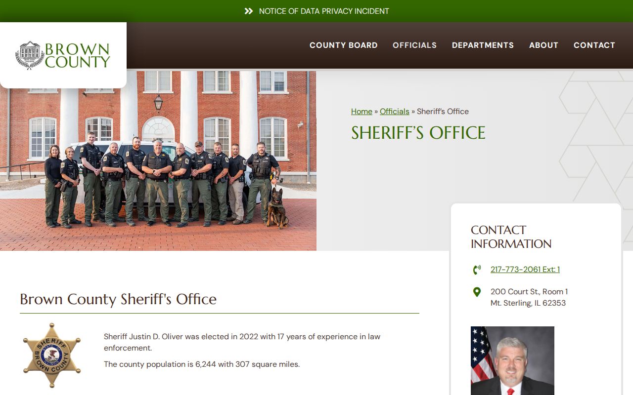 Brown County Sheriff official office record source